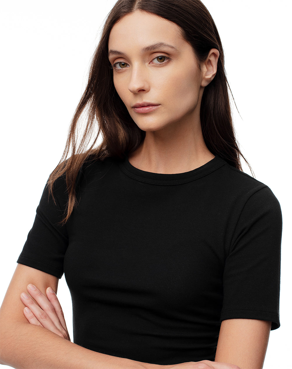 Pack x2 camiseta slim rib algodón blanco + negro mujer
