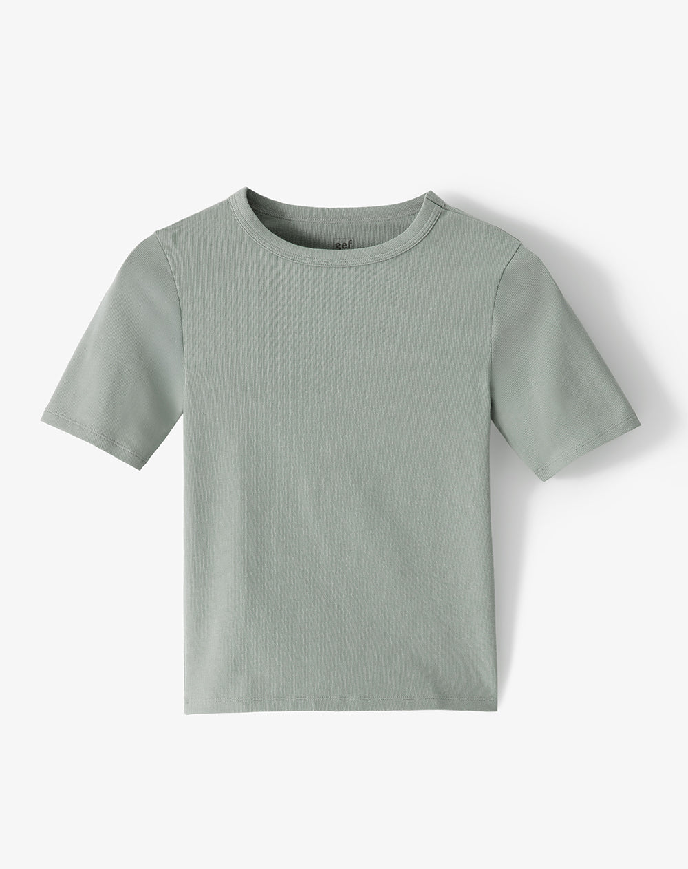 Camiseta slim rib algodón verde mujer