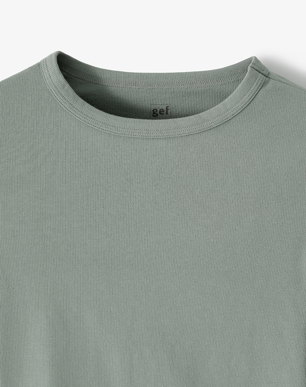 Camiseta slim rib algodón verde mujer