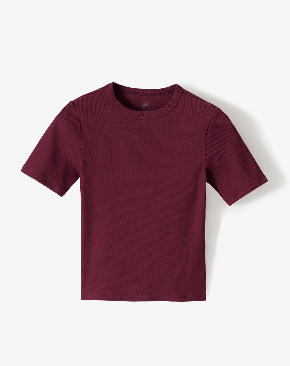 Camiseta slim rib algodón vinotinto mujer