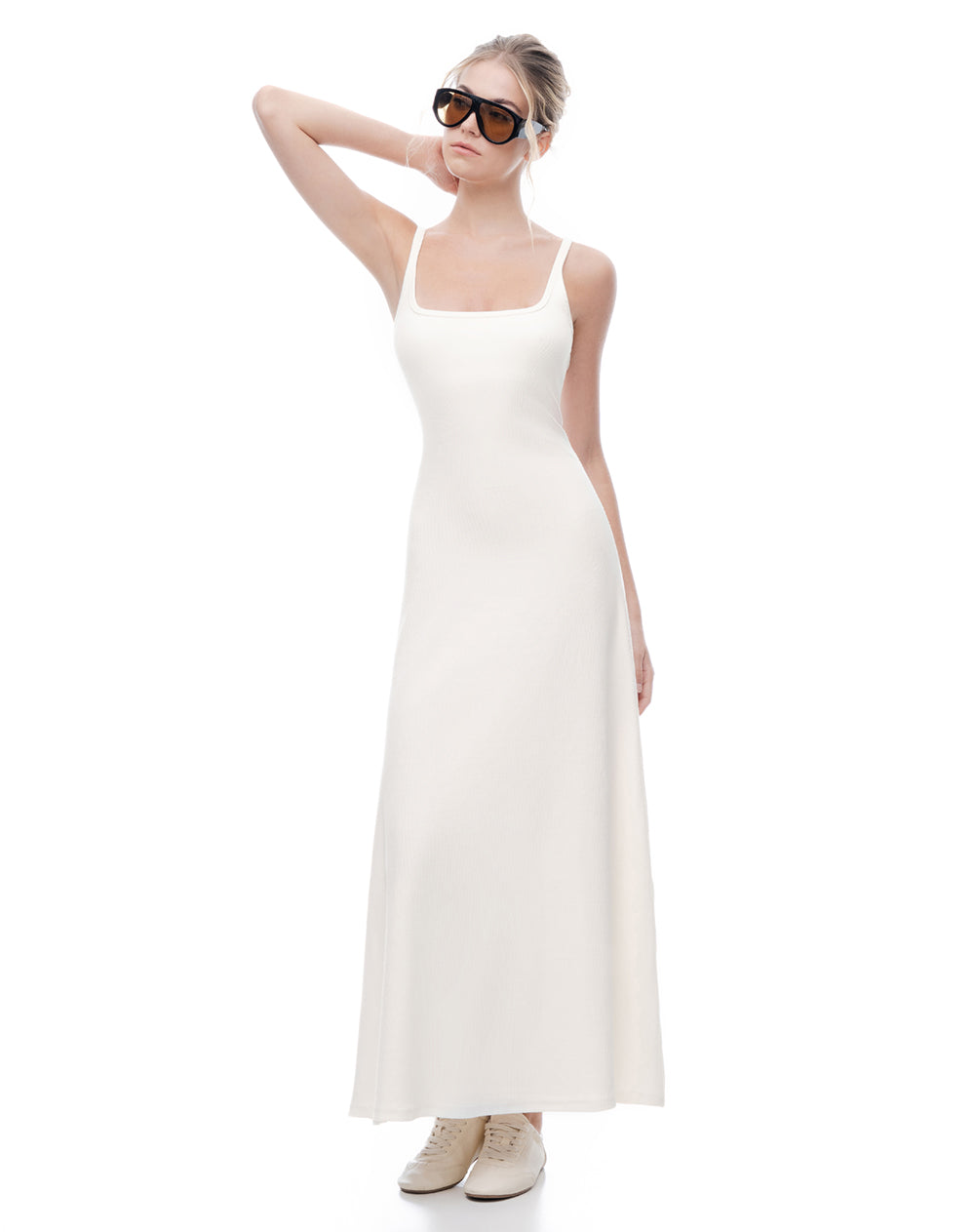 Vestido largo blanco mujer