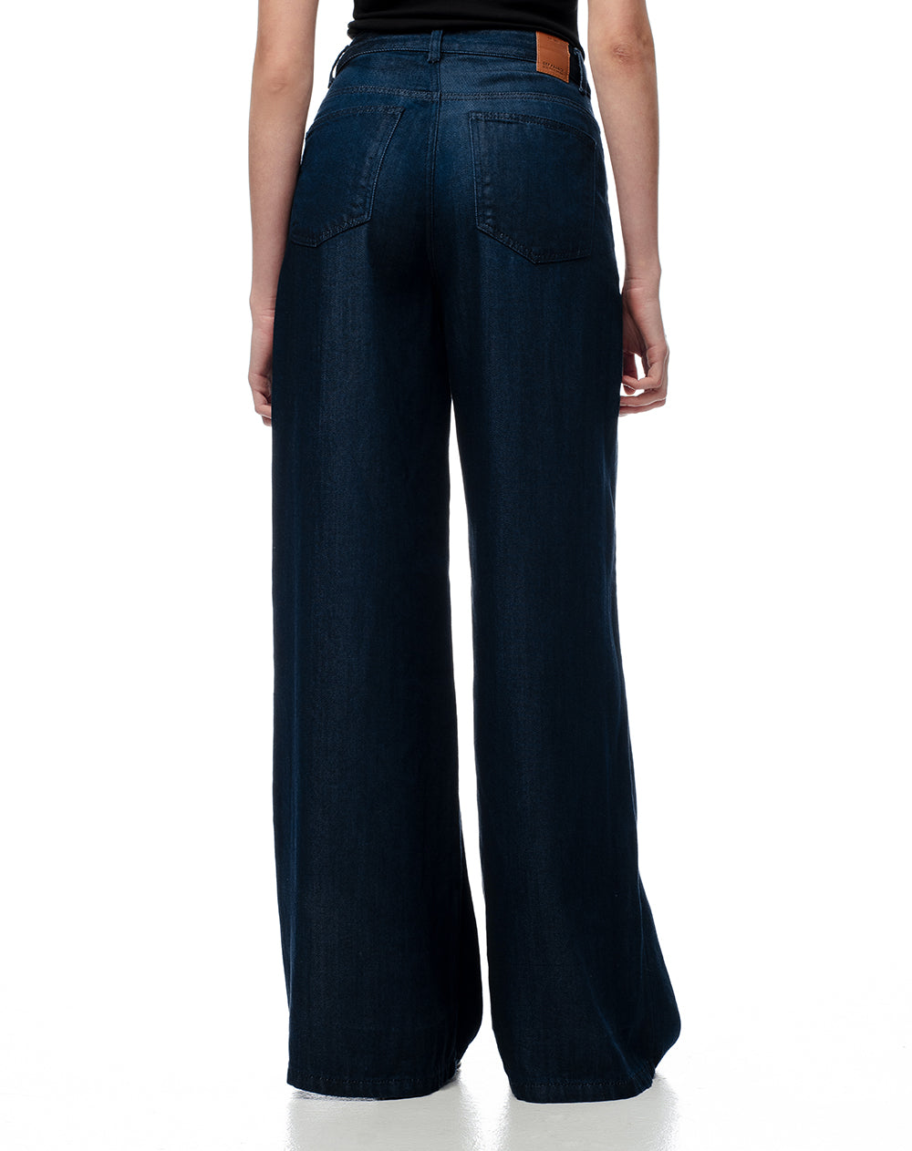 Jean wide leg fit tiro medio indigo oscuro