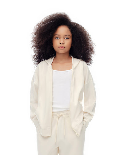 Chaqueta relaxed fit sin capucha crema