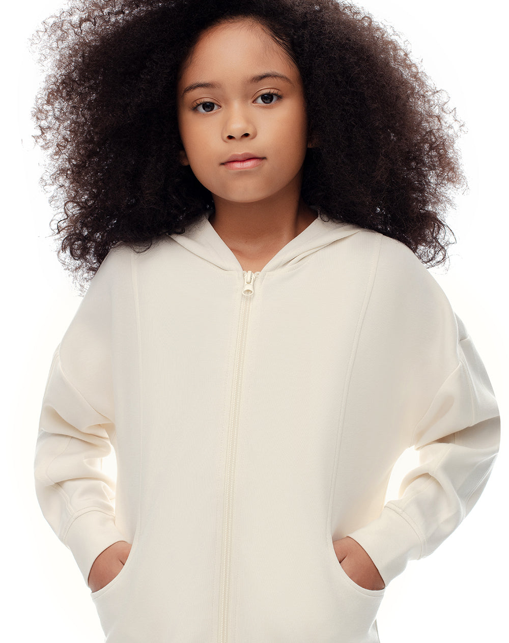 Chaqueta relaxed fit sin capucha crema