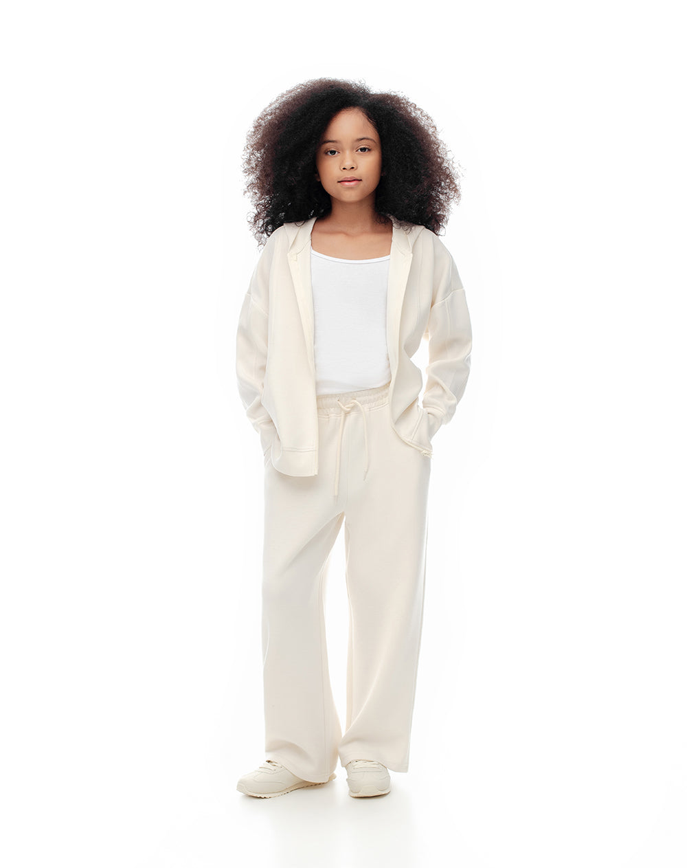 Chaqueta relaxed fit sin capucha crema