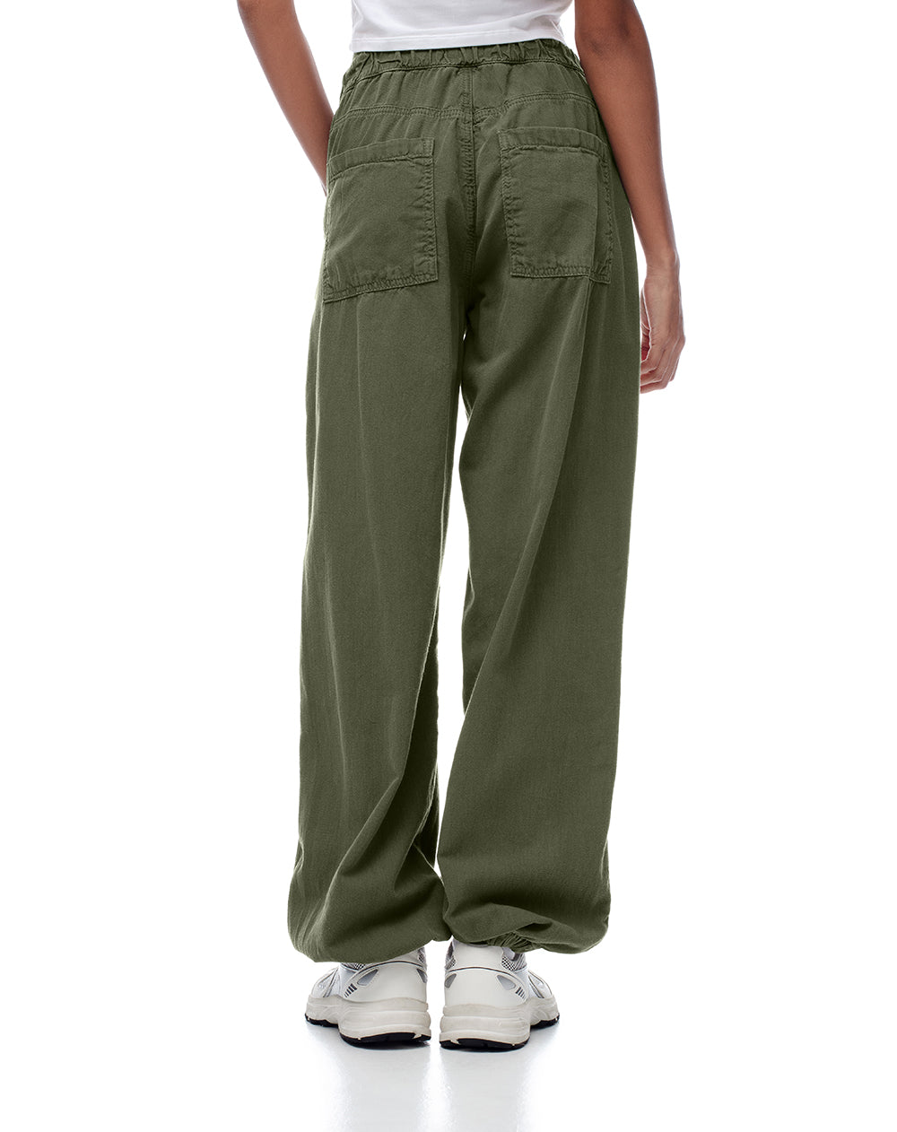 Pantalón jogger tiro medio algodón verde mujer