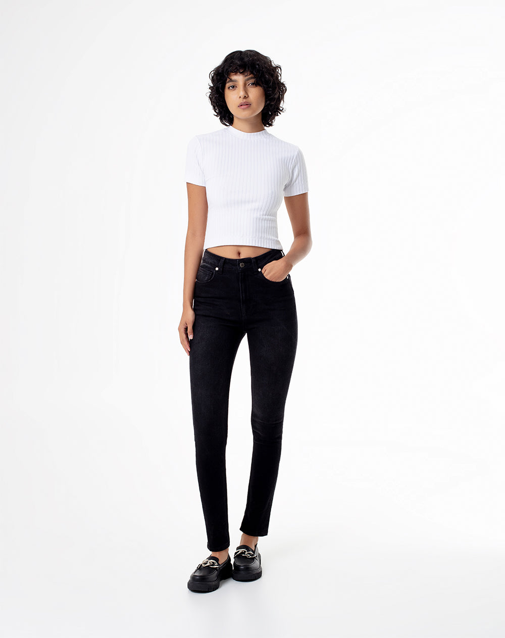 Jean Laku super skinny tiro alto denim negro