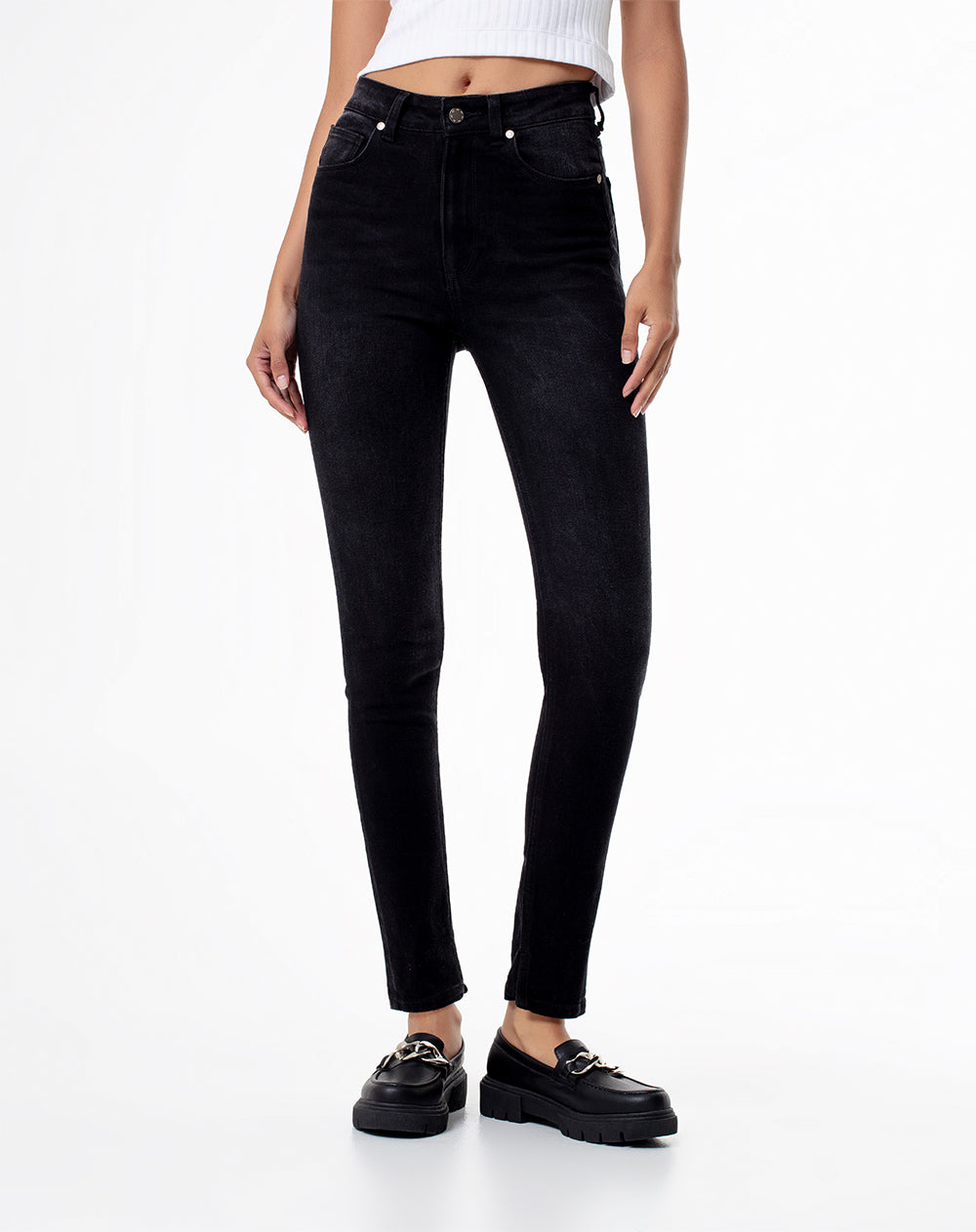 Jean Laku super skinny tiro alto denim negro
