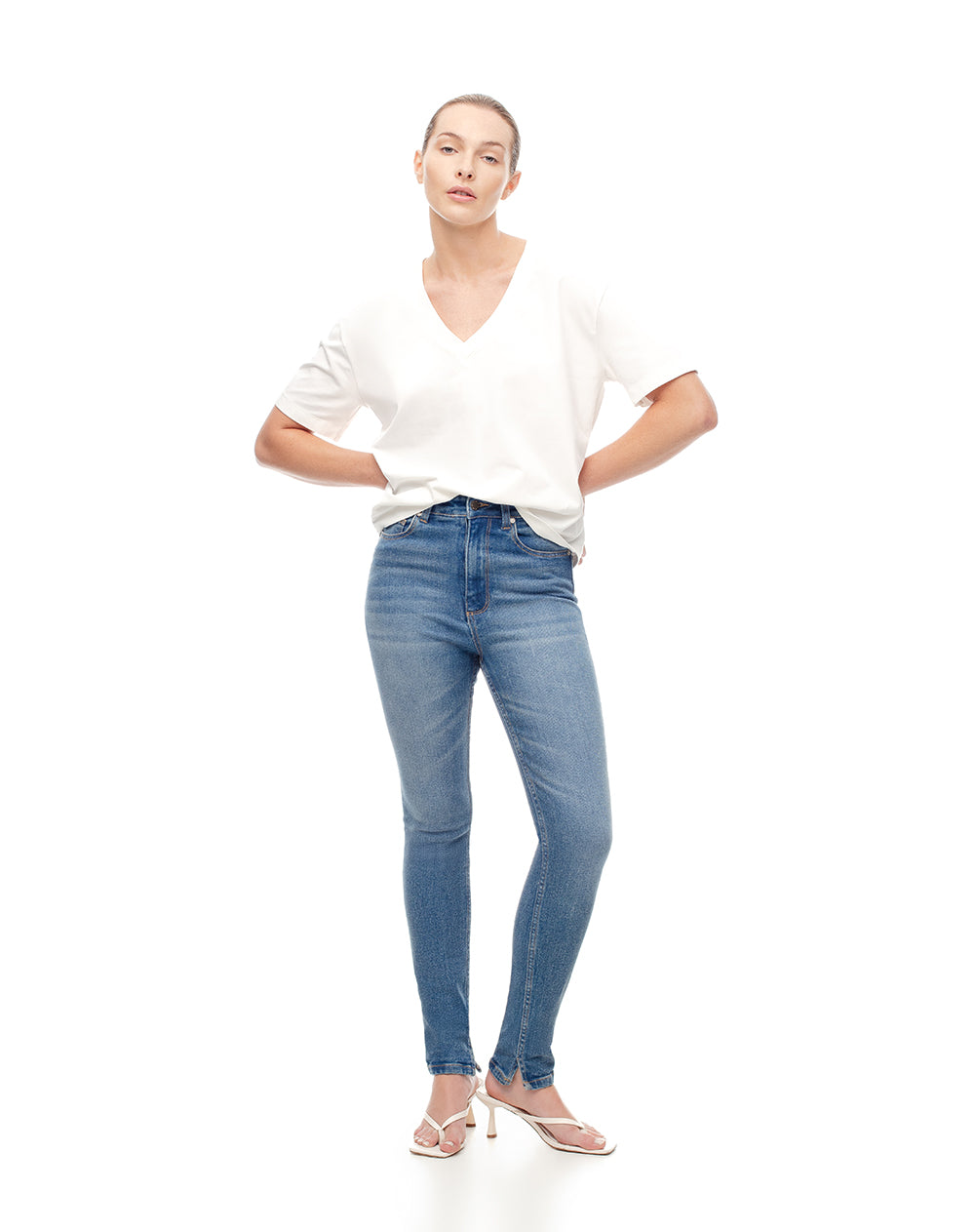 Jean Super Skinny Tiro Alto Indigo Medio