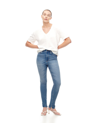 Jean Super Skinny Tiro Alto Indigo Medio