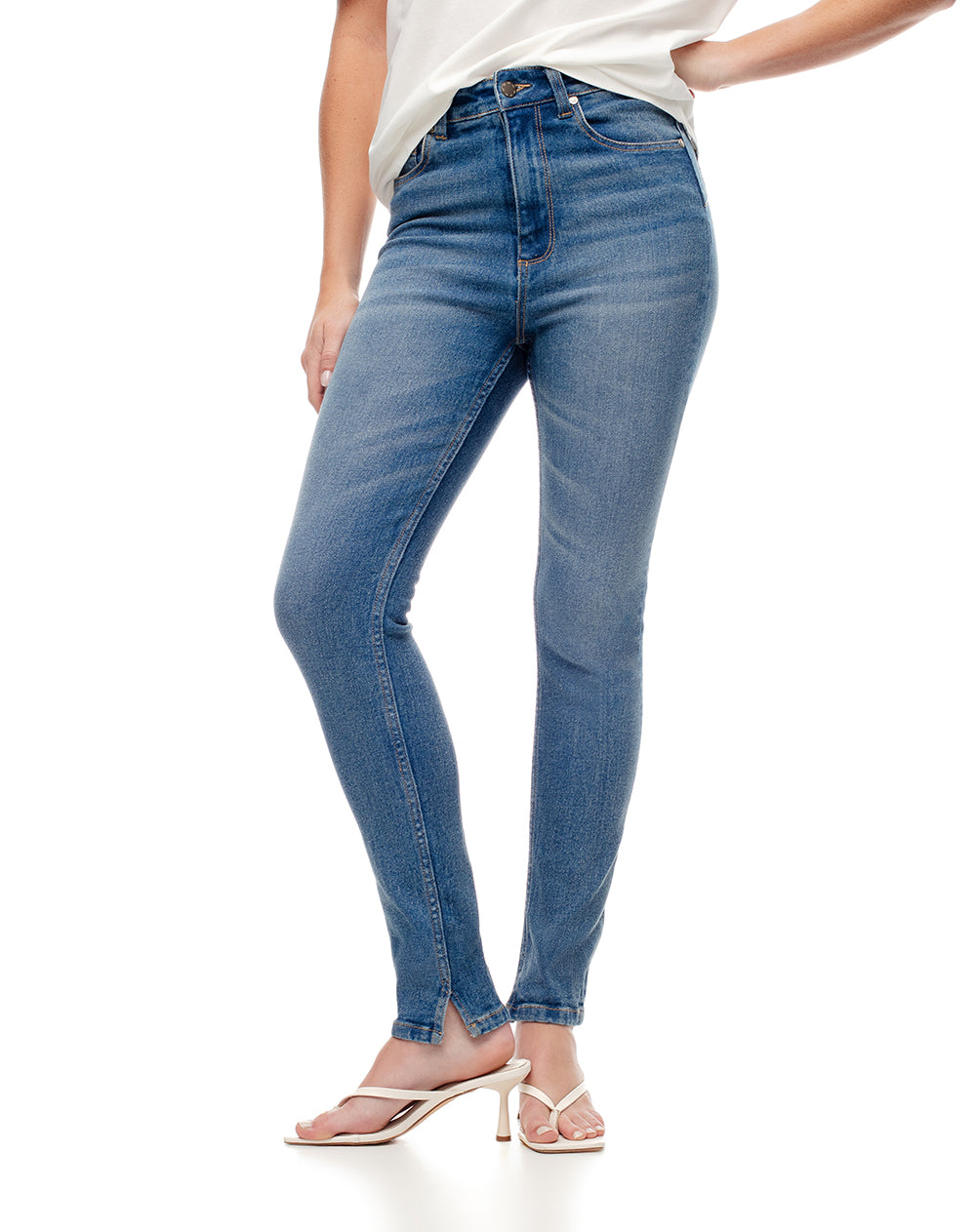 Jean Super Skinny Tiro Alto Indigo Medio