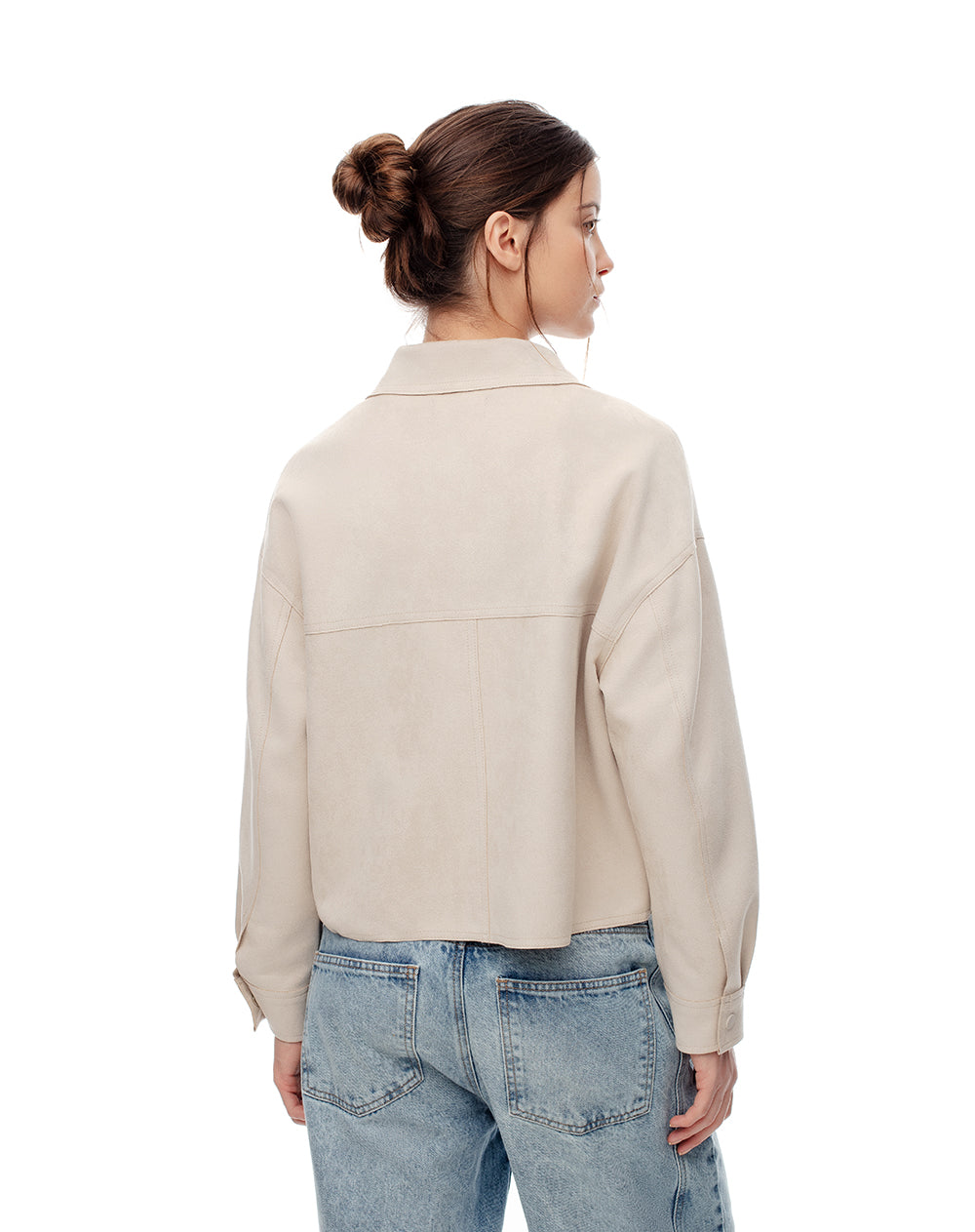 Chaqueta loose fit sin capucha arena