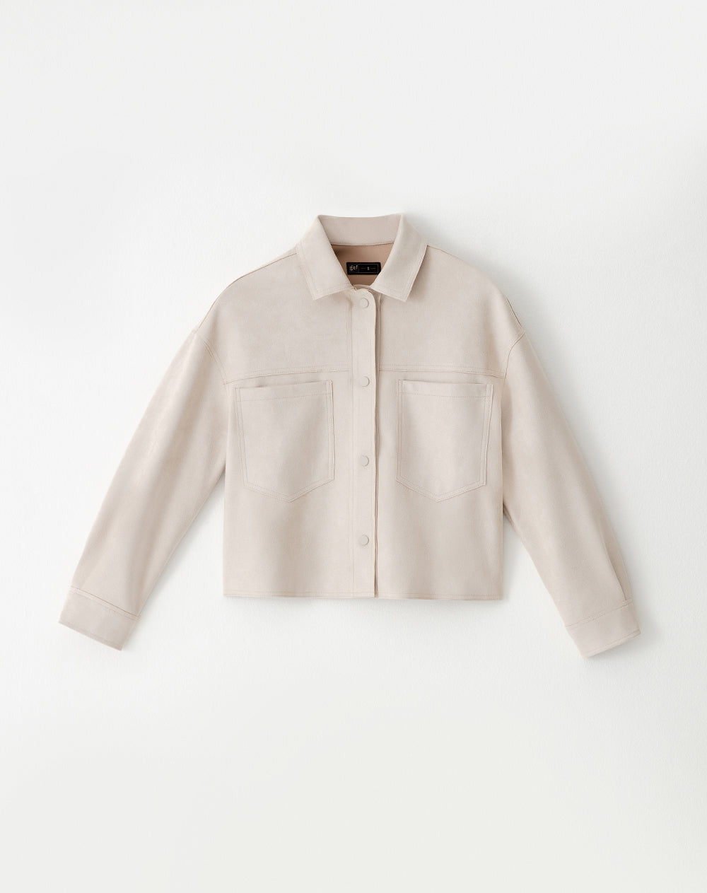 Chaqueta tejido suede arena mujer