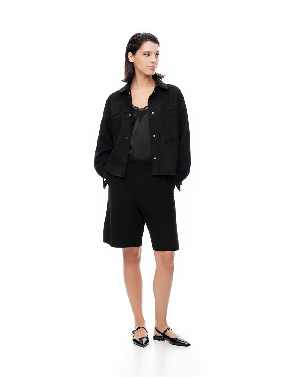Chaqueta loose fit sin capucha negra