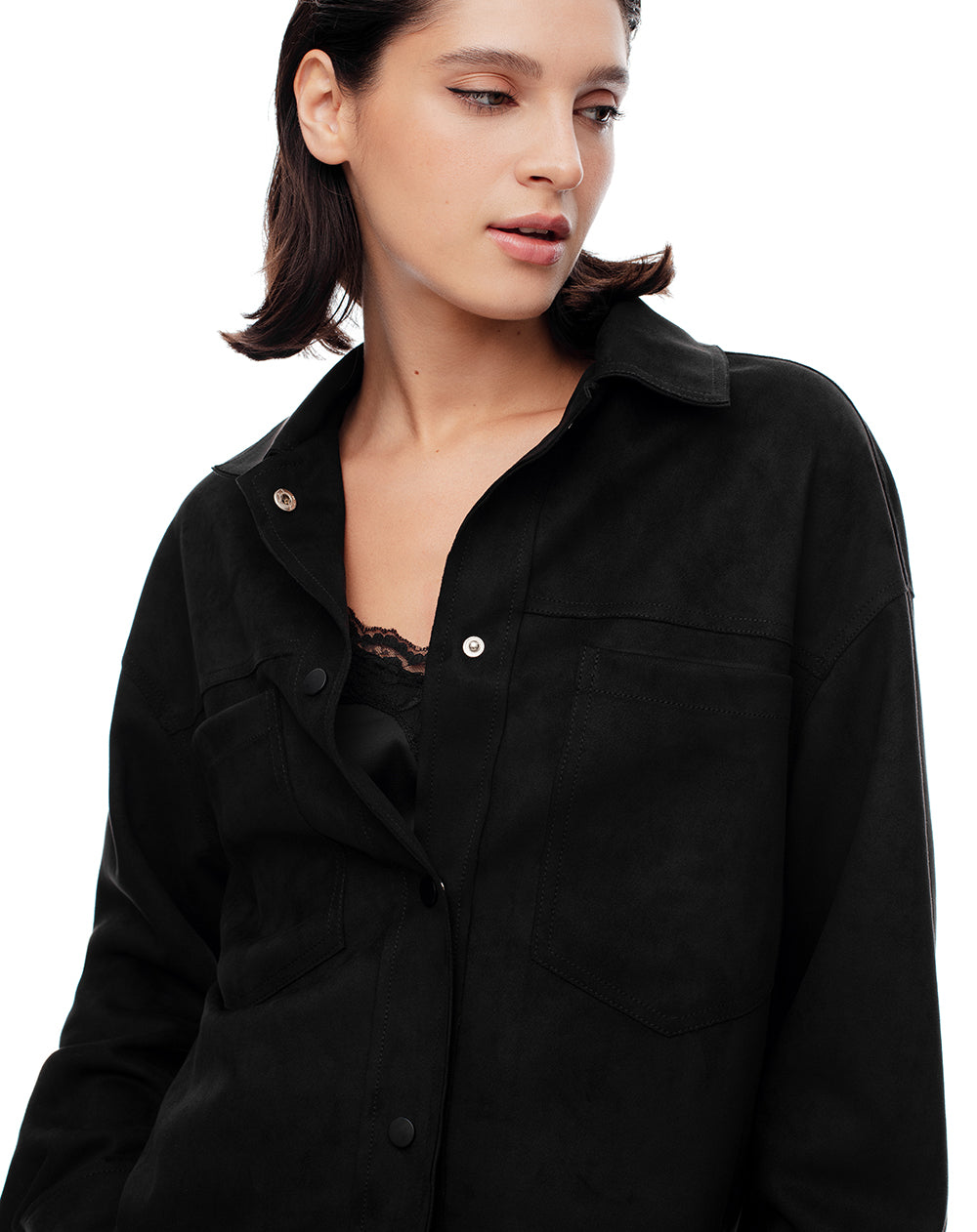Chaqueta loose fit sin capucha negra