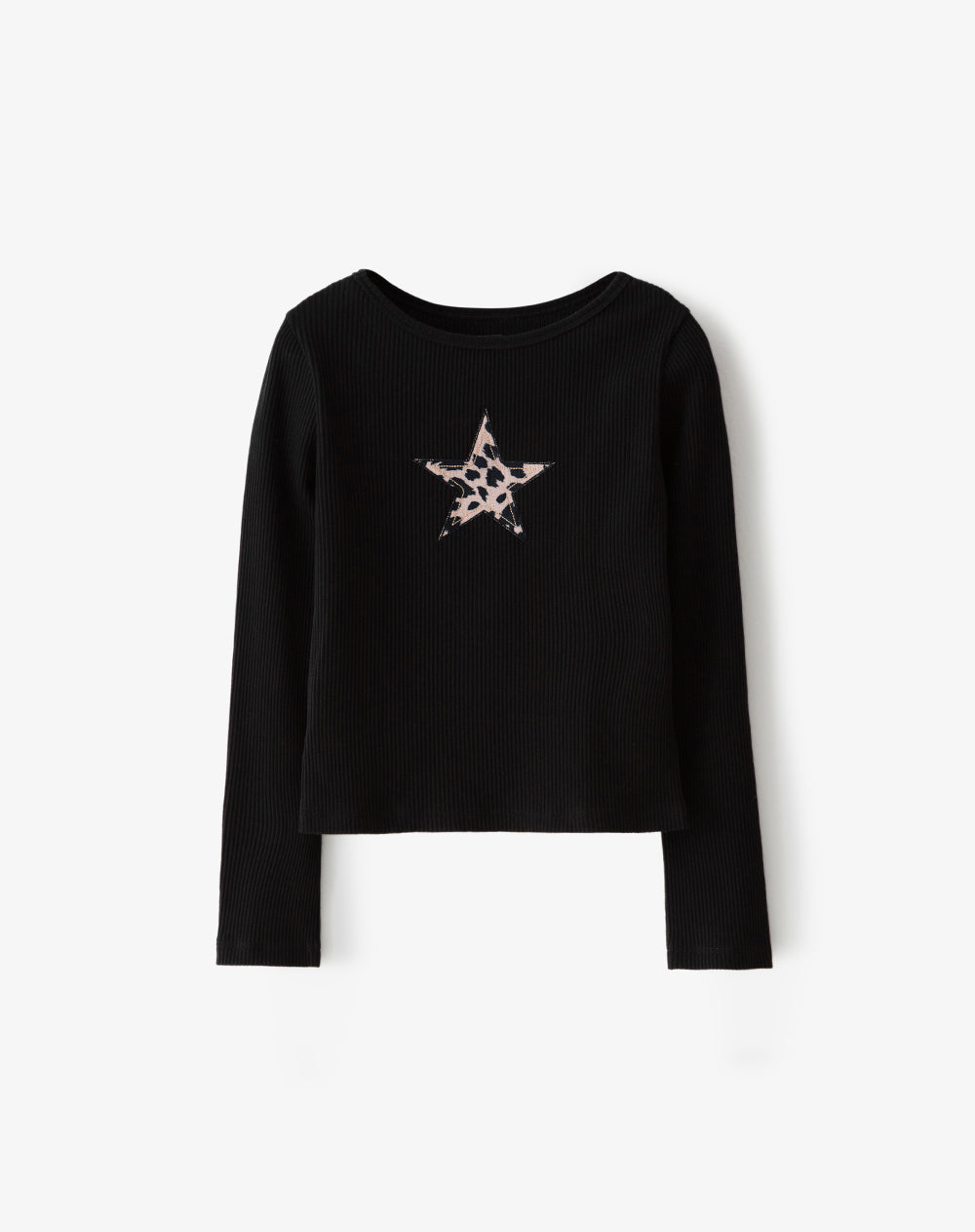 Camibuzo regular algodón negra estampado niña