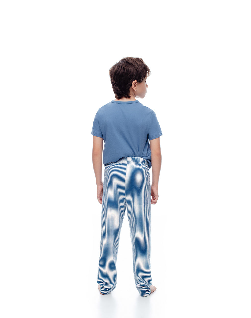 Pijama Lallo regular fit manga corta azul con rayas