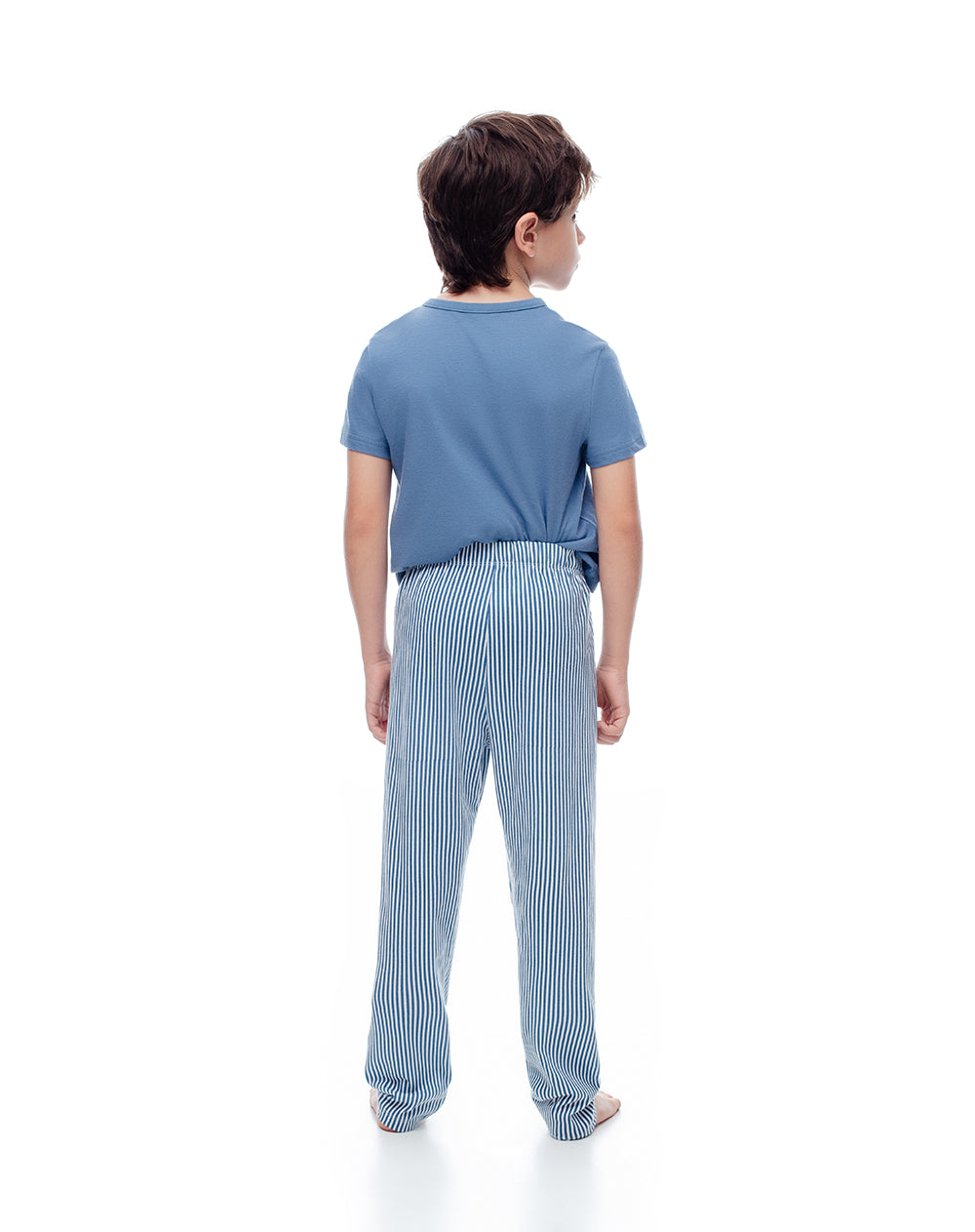 Pijama Lallo regular fit manga corta azul con rayas