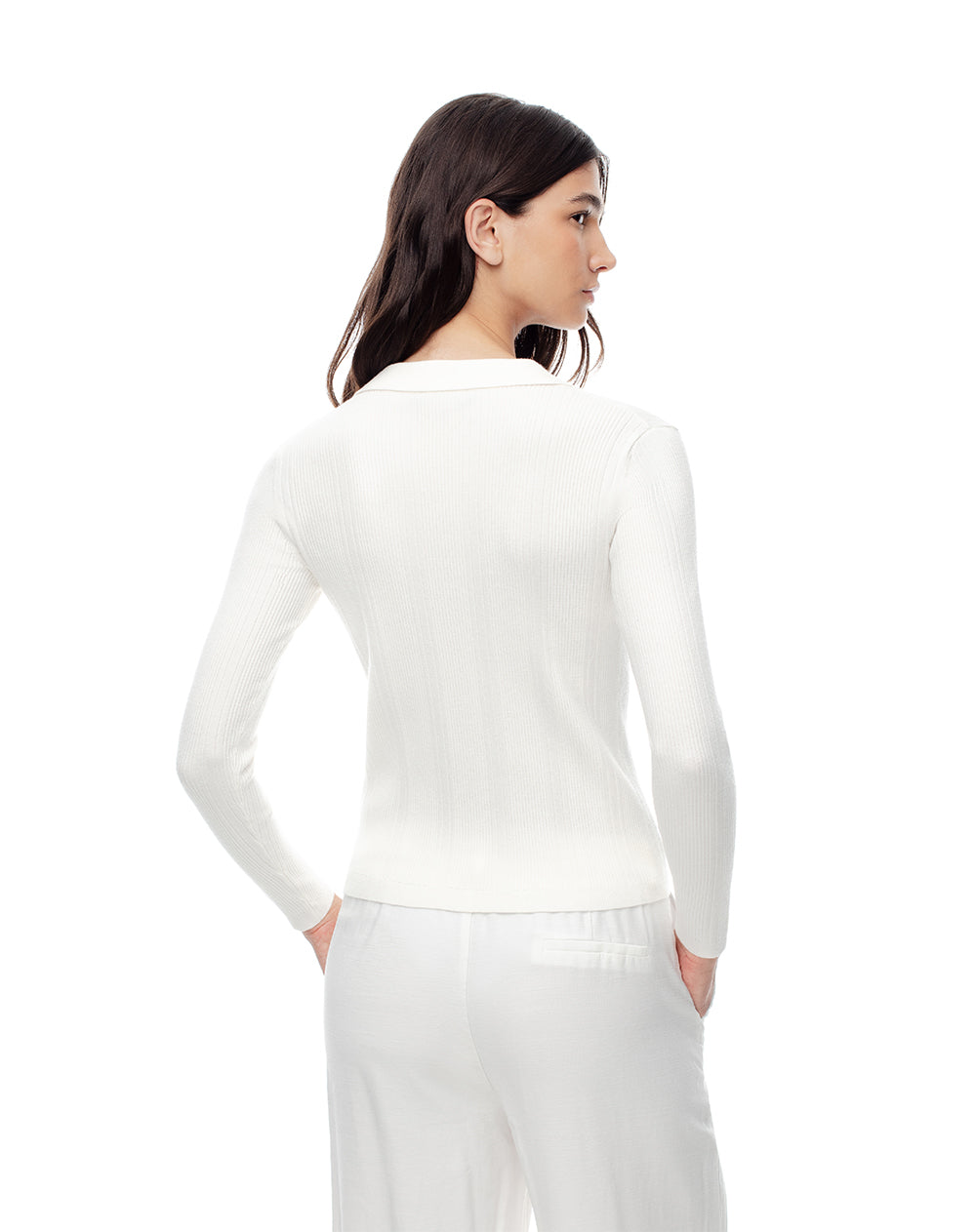 Camisa fitted fit manga larga blanca