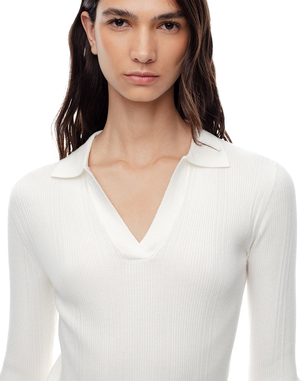 Camisa fitted fit manga larga blanca