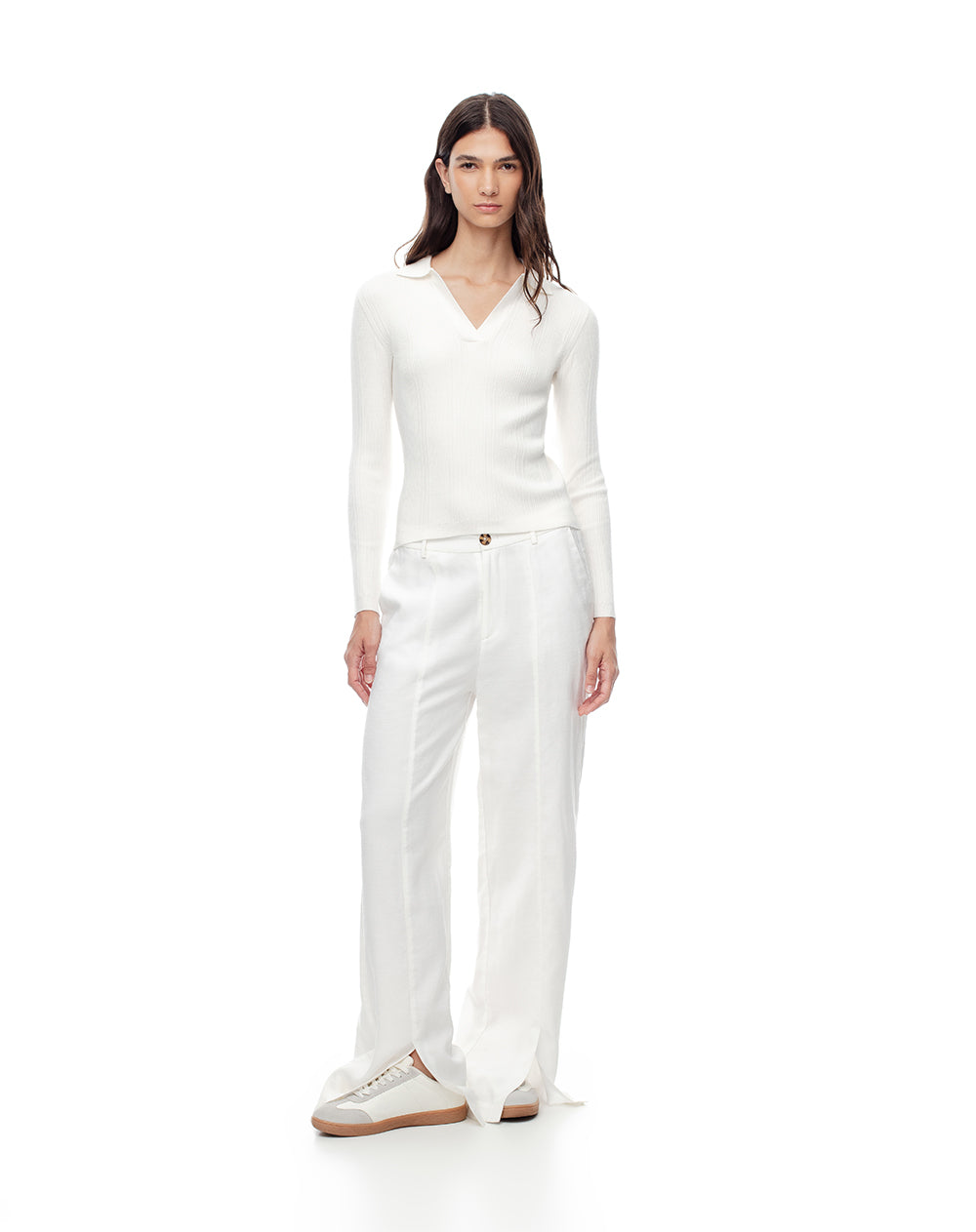 Camisa fitted fit manga larga blanca