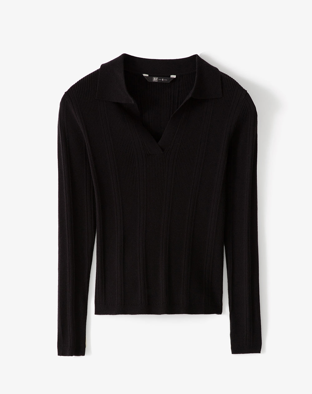 Camibuzo tipo polo slim tejido de punto negro mujer