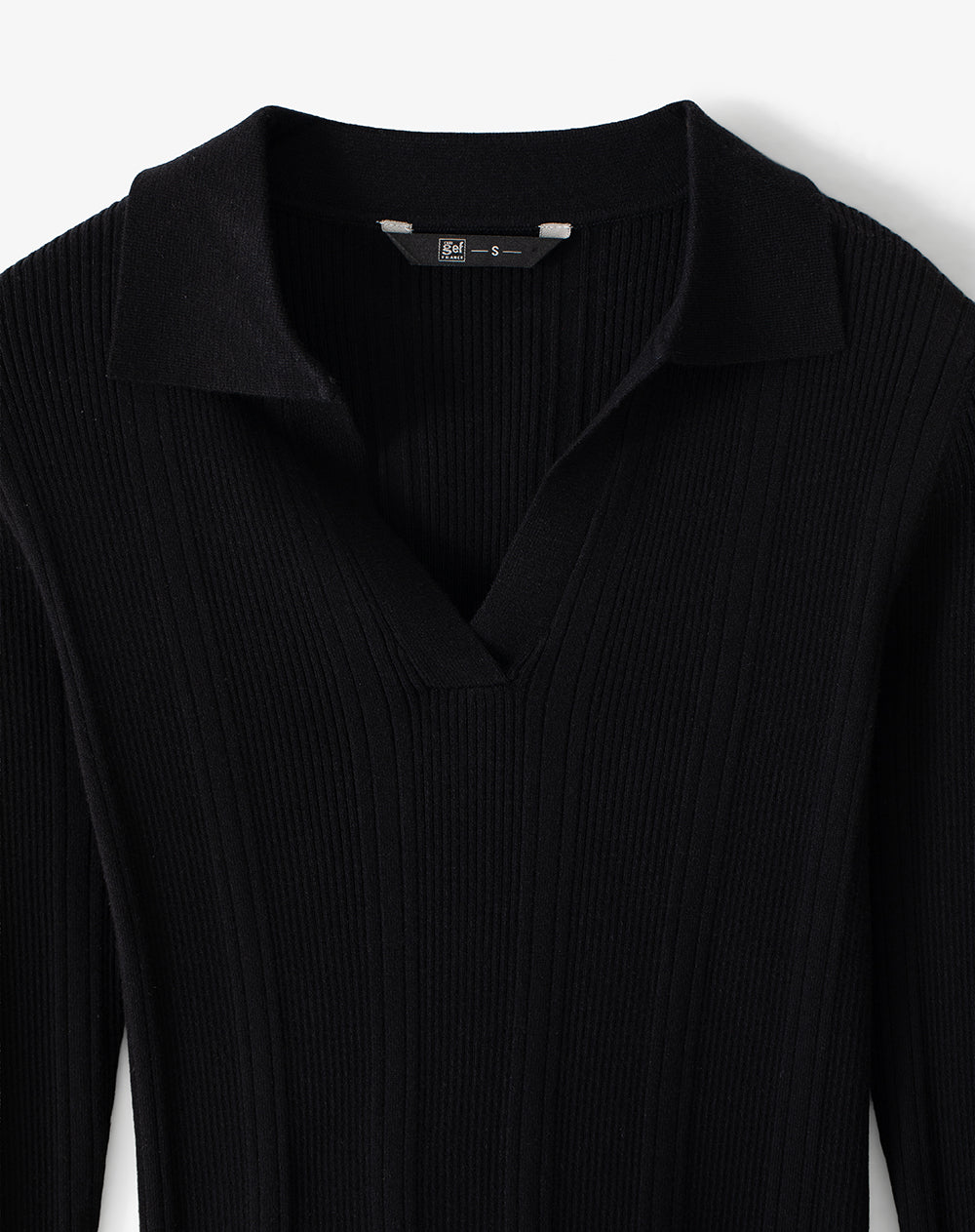 Camibuzo tipo polo slim tejido de punto negro mujer