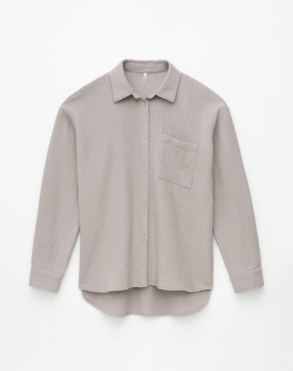 Camisa manga larga holagada algodón taupe mujer