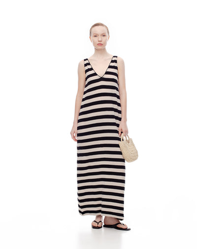 Vestido largo tejido rayas mujer