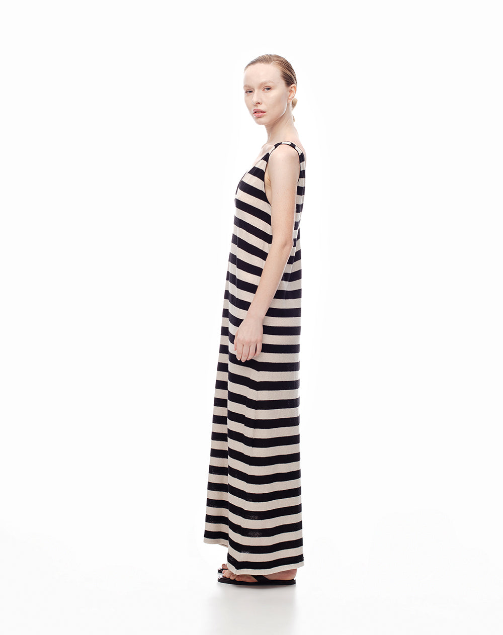Vestido largo tejido rayas mujer