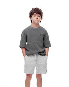 Bermuda regular algodón gris niño