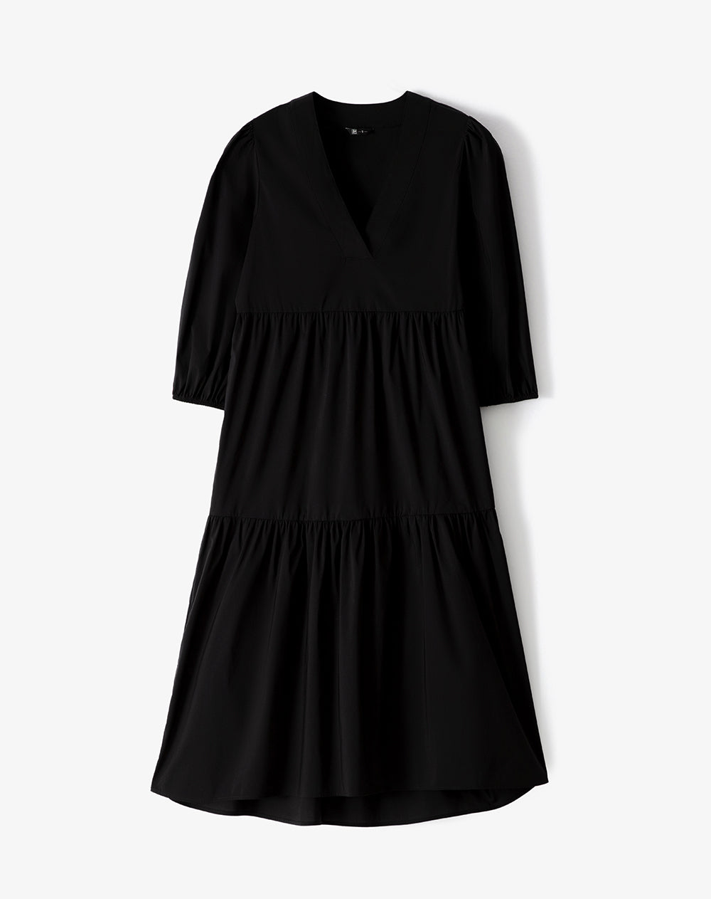 Vestido midi manga 3/4 negro mujer