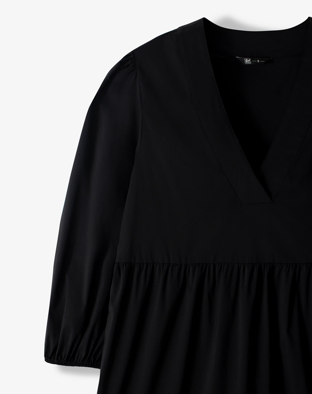 Vestido midi manga 3/4 negro mujer