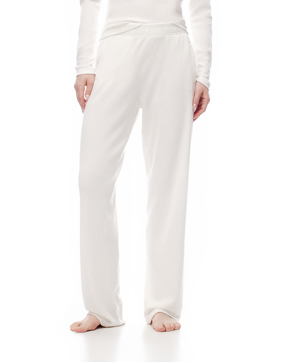 Pantalón regular fit tiro medio blanco