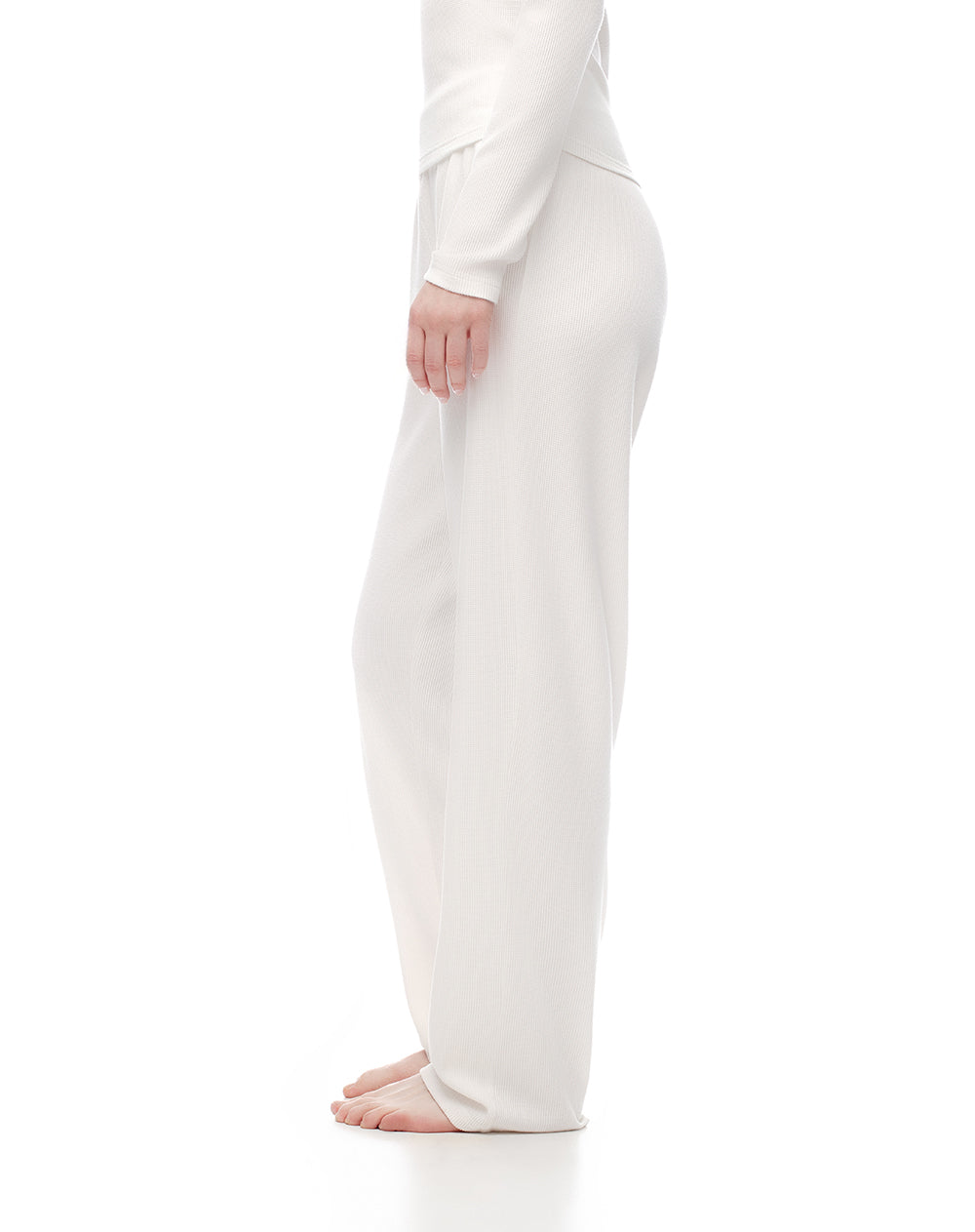 Pantalón regular fit tiro medio blanco