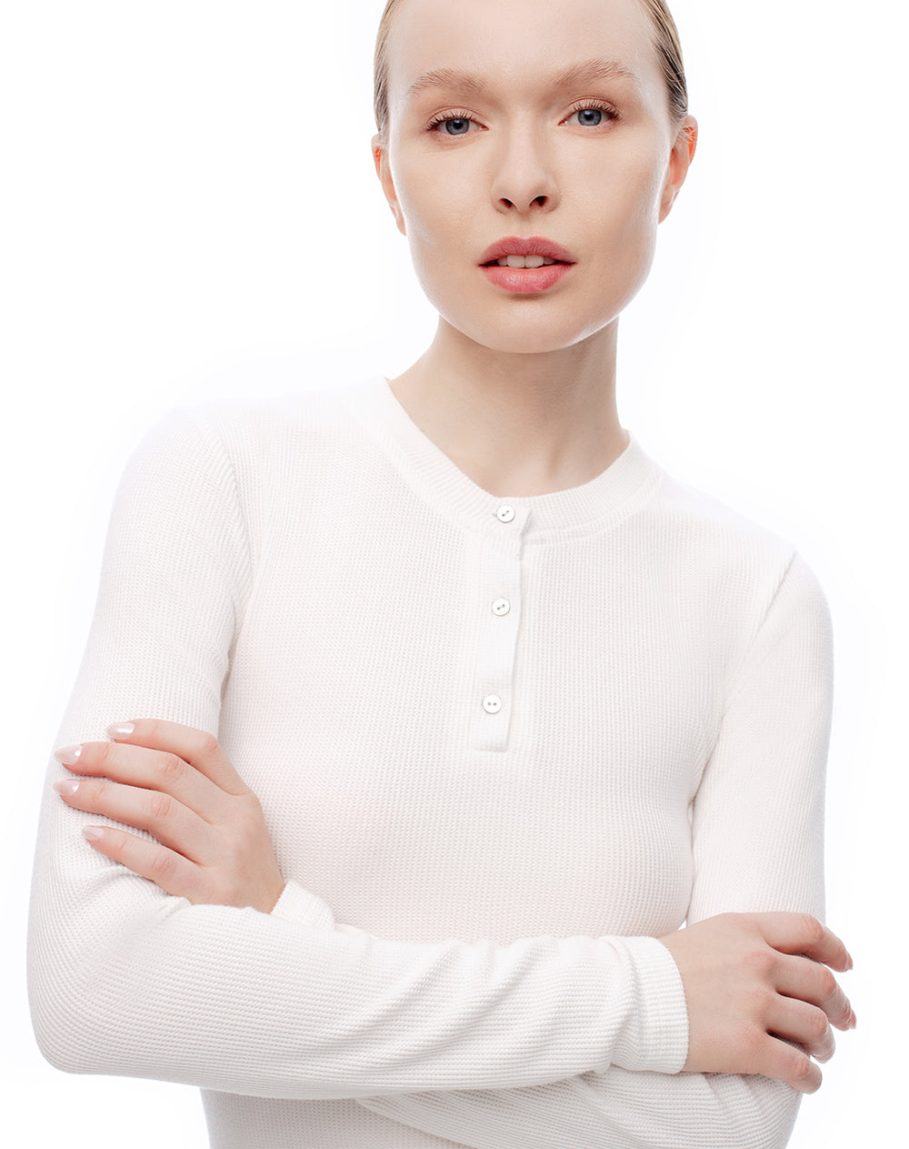 Camiseta slim fit manga larga blanca