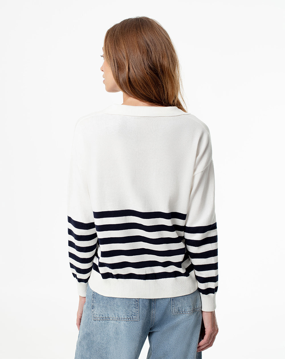 Buzo regular fit blanco rayas