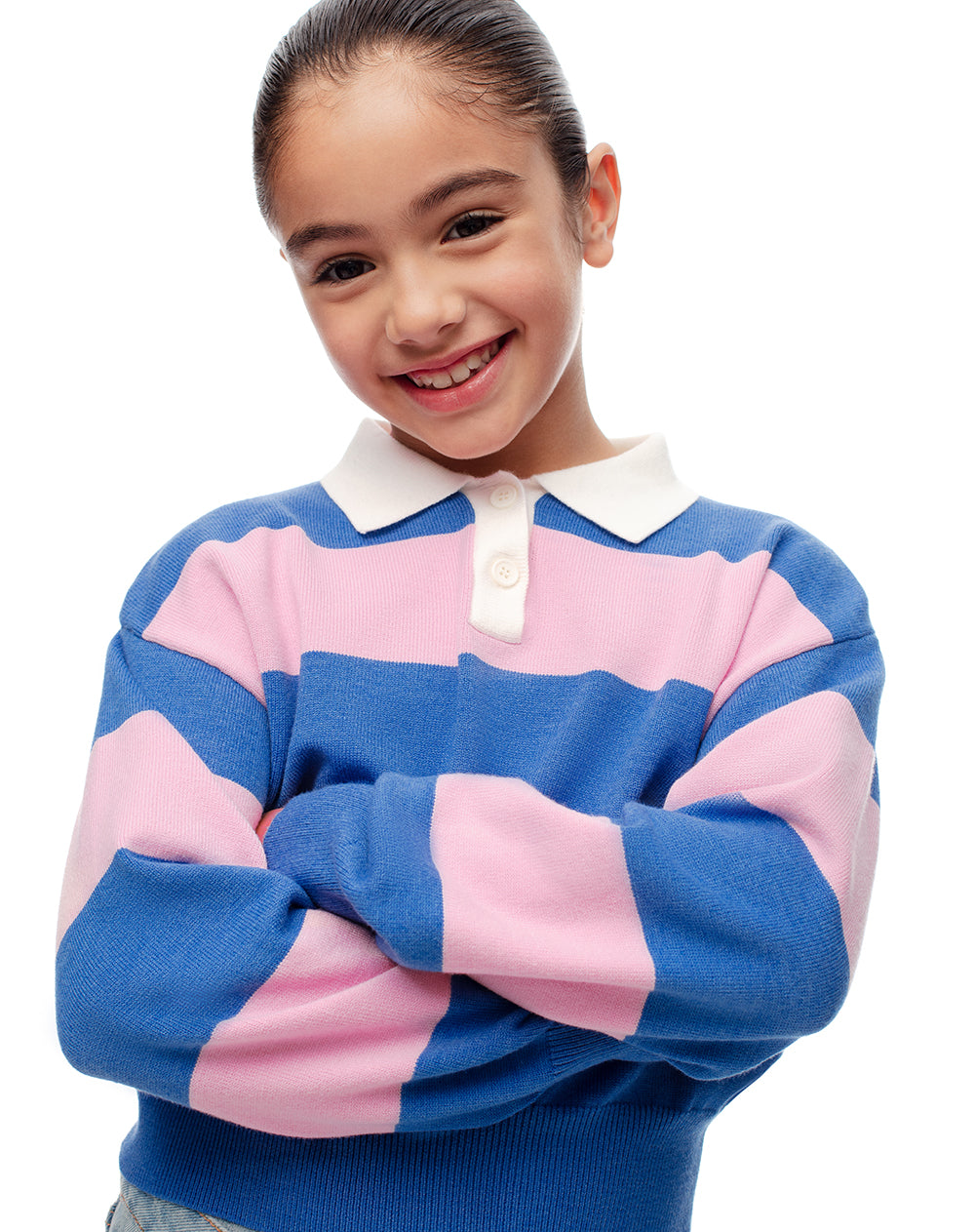 Buzo tipo polo rayas niña