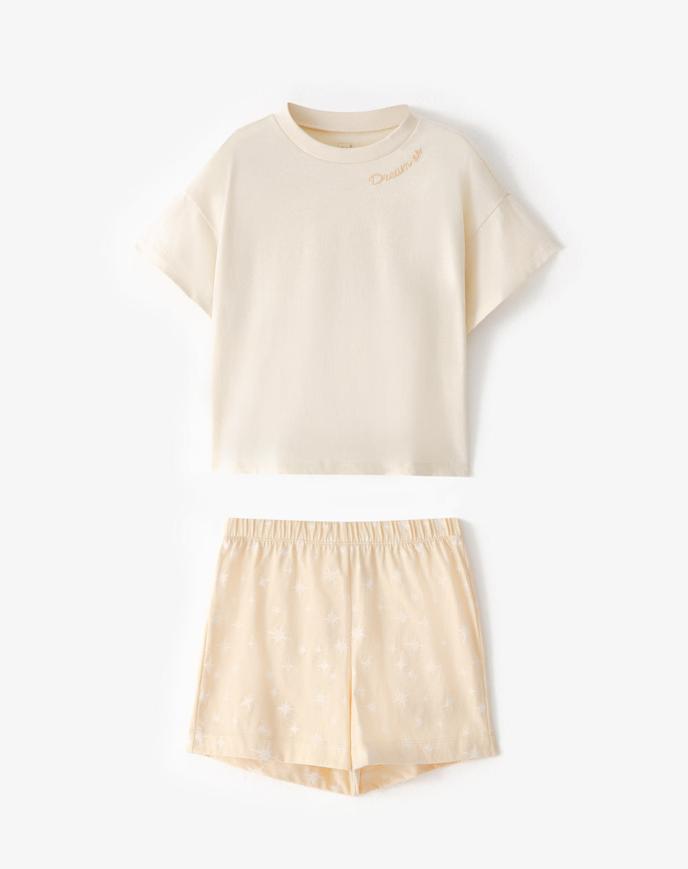 Pijama regular fit manga corta amarillo