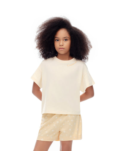 Pijama regular fit manga corta amarillo