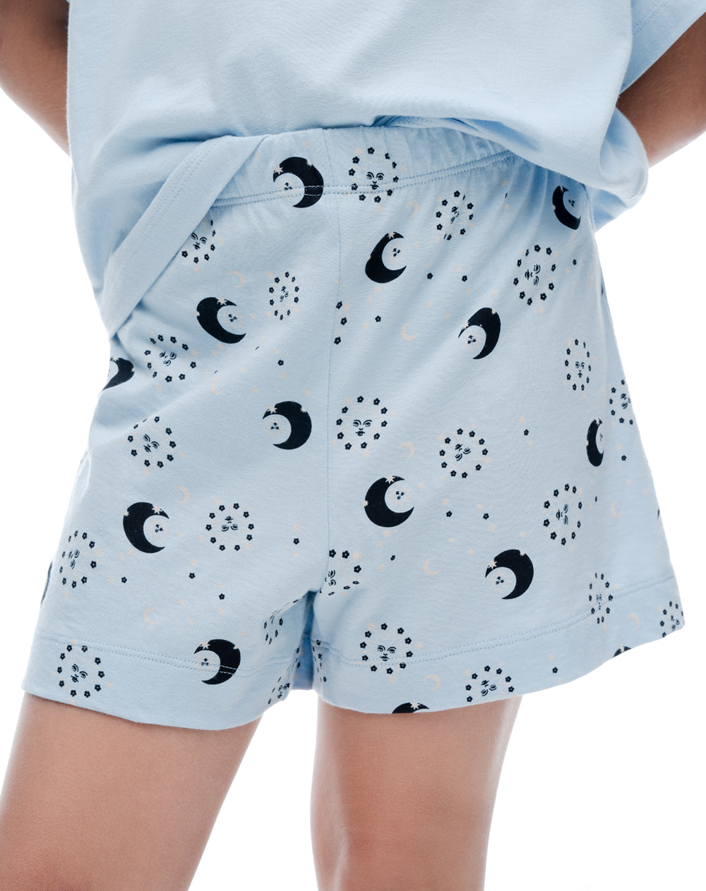 Pijama relaxed manga corta azul estampada niña