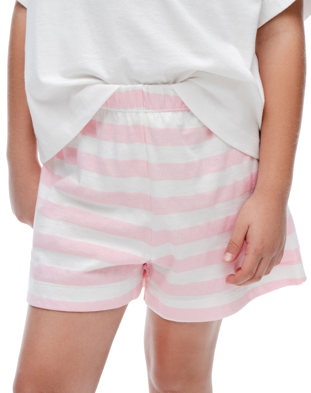 Pijama relaxed manga corta blanca estampada niña