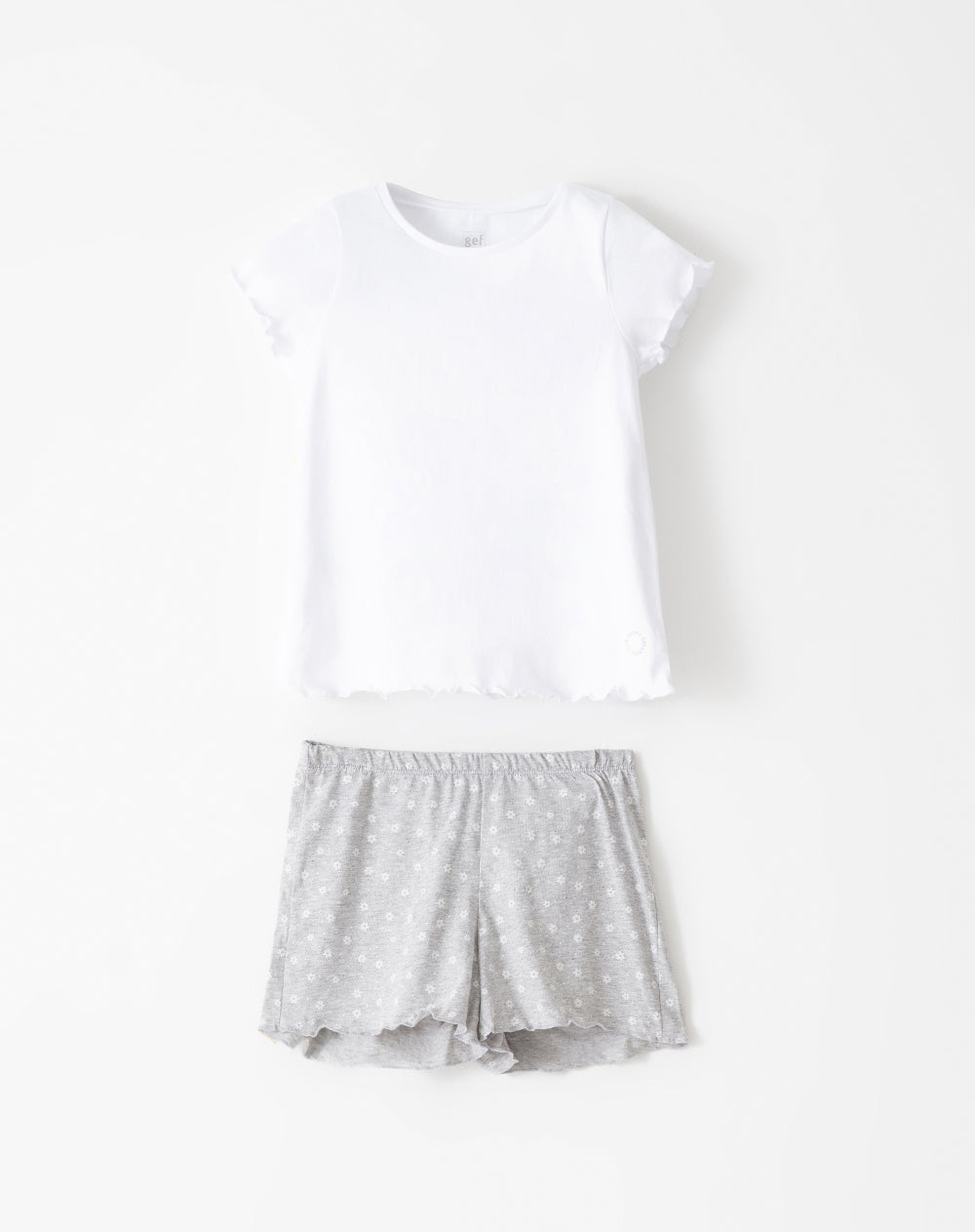 Pijama Lanis corta gris jaspeada estampada