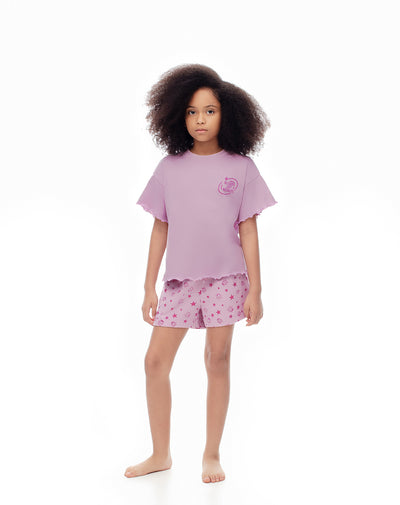 Pijama regular fit manga corta lila