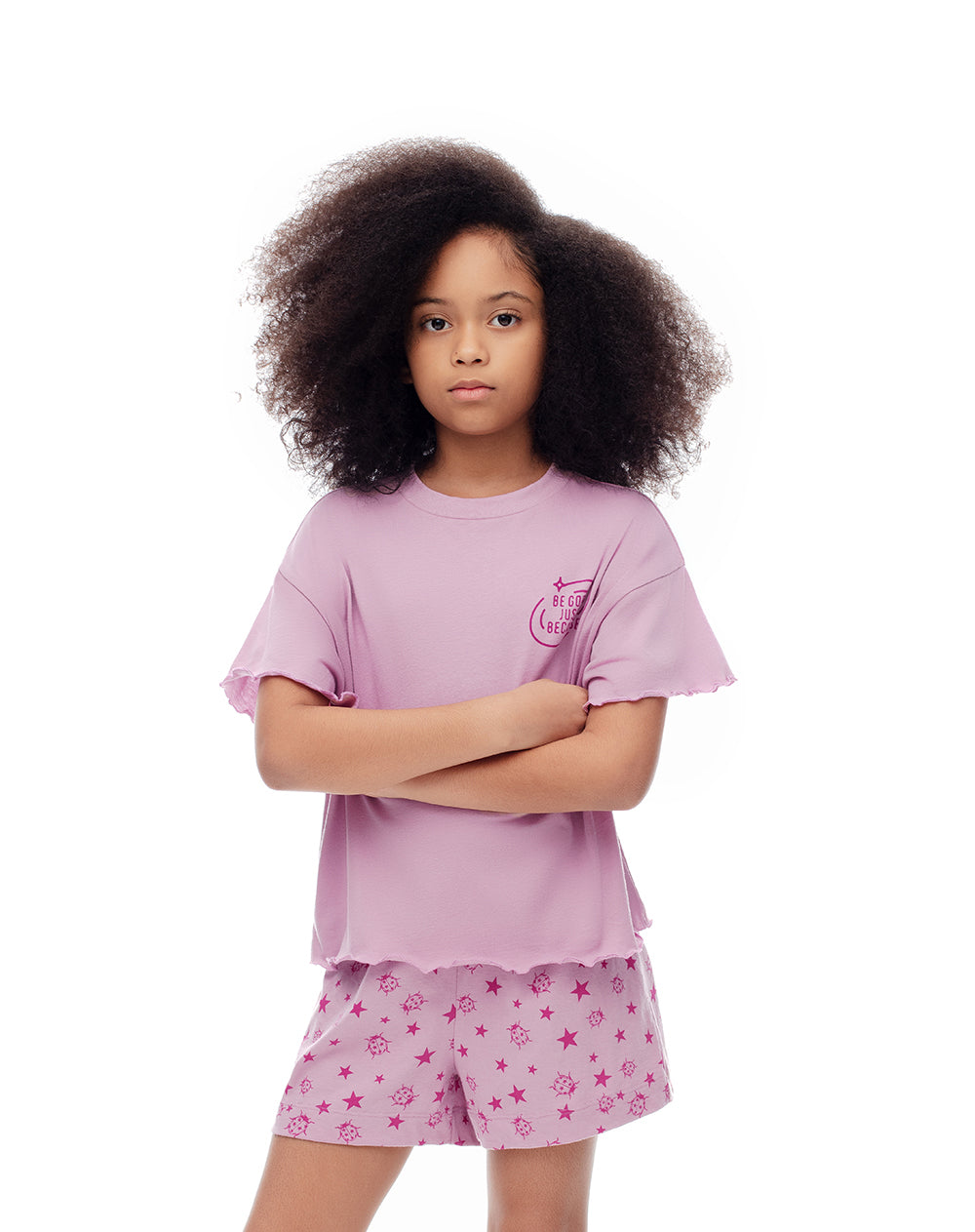 Pijama regular fit manga corta lila