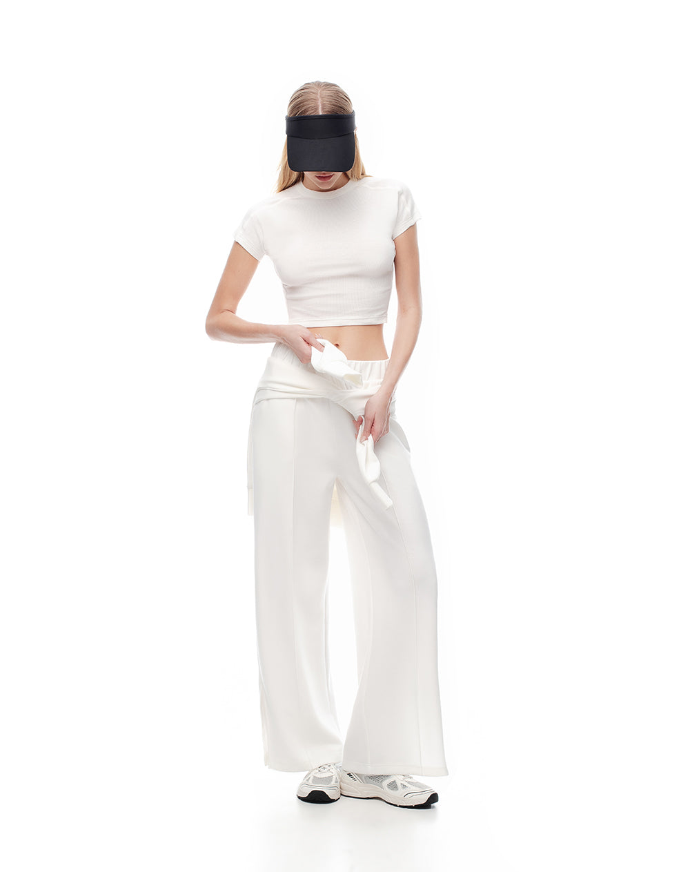 Camiseta crop slim rib algodón blanca mujer