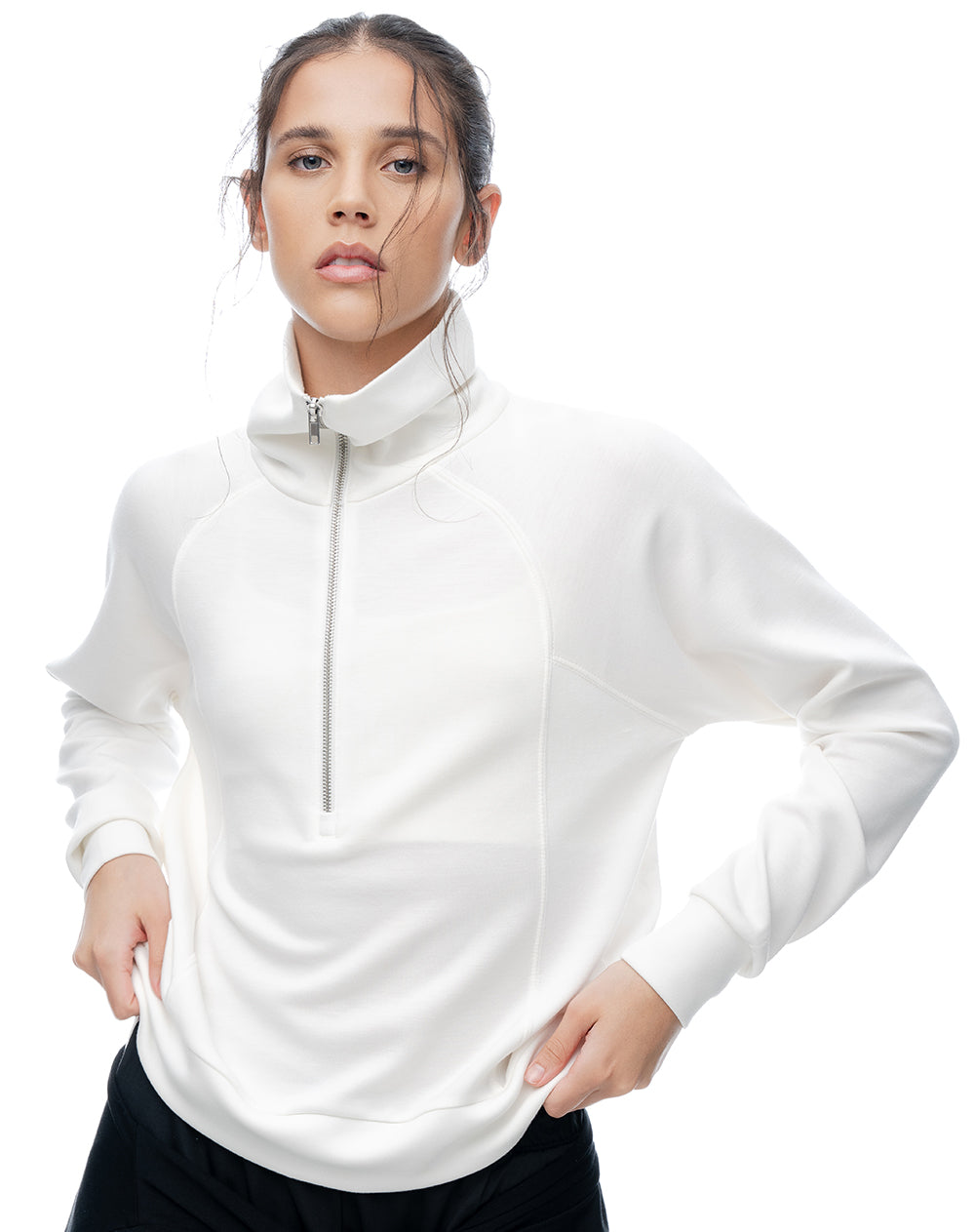 Buzo relax tacto suave crudo mujer