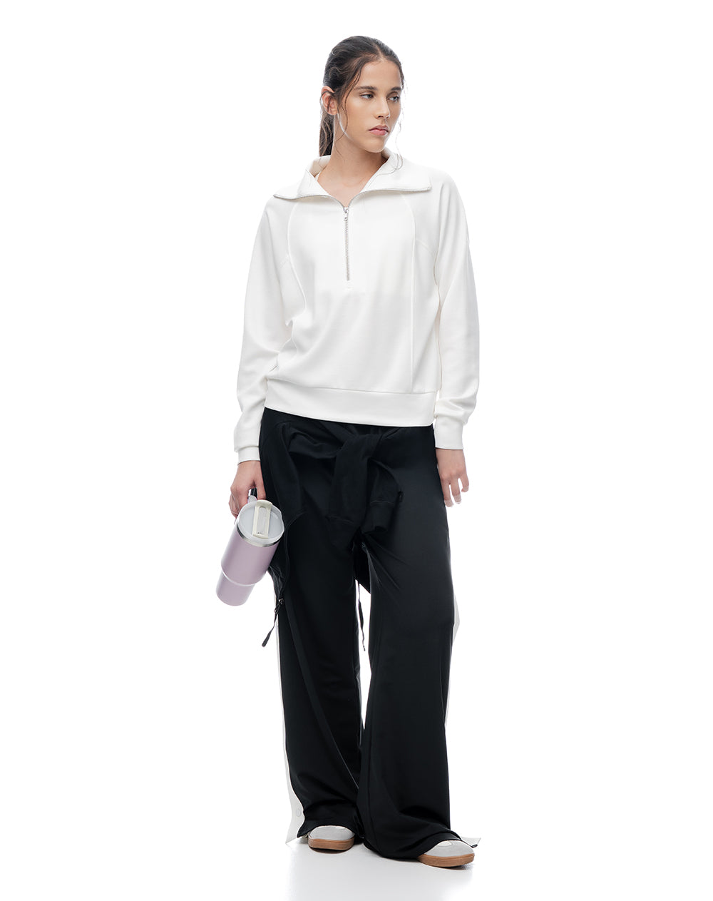 Buzo relax tacto suave crudo mujer