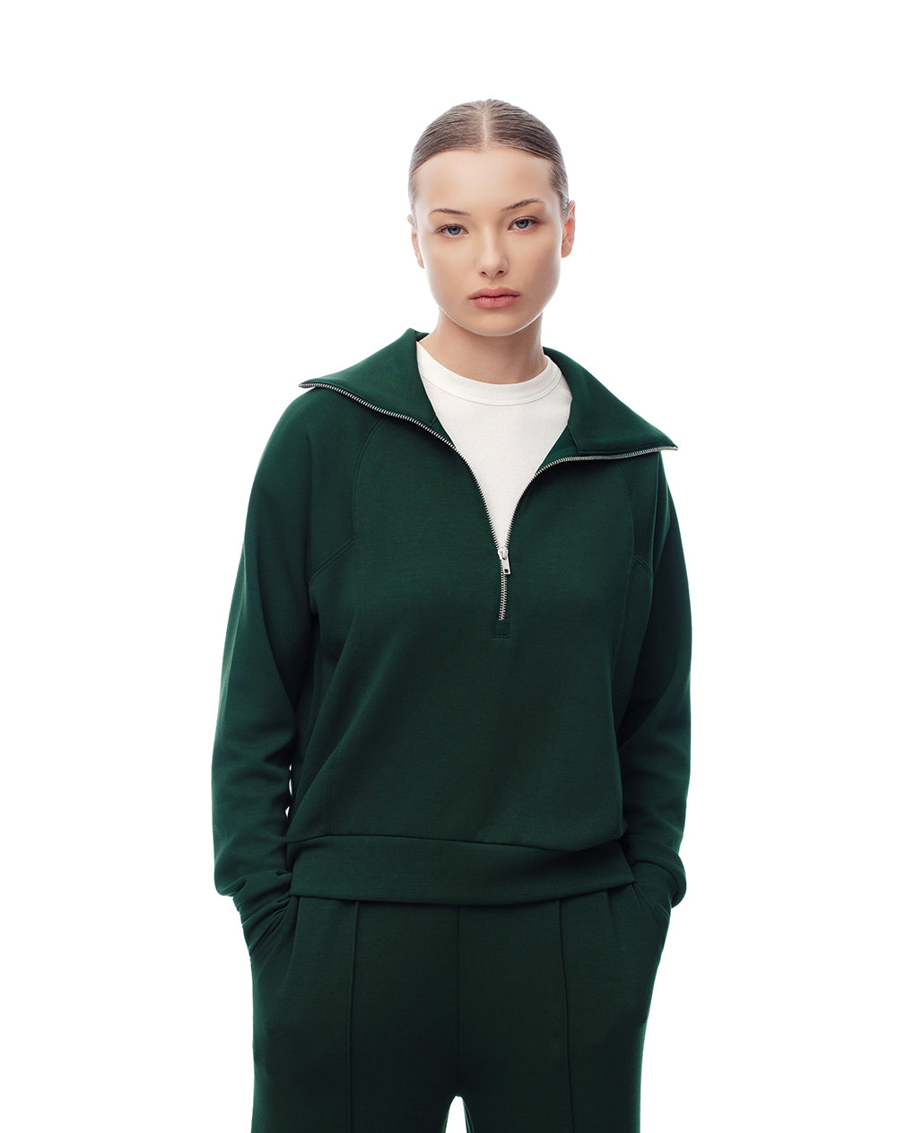 Buzo relax tacto suave verde mujer