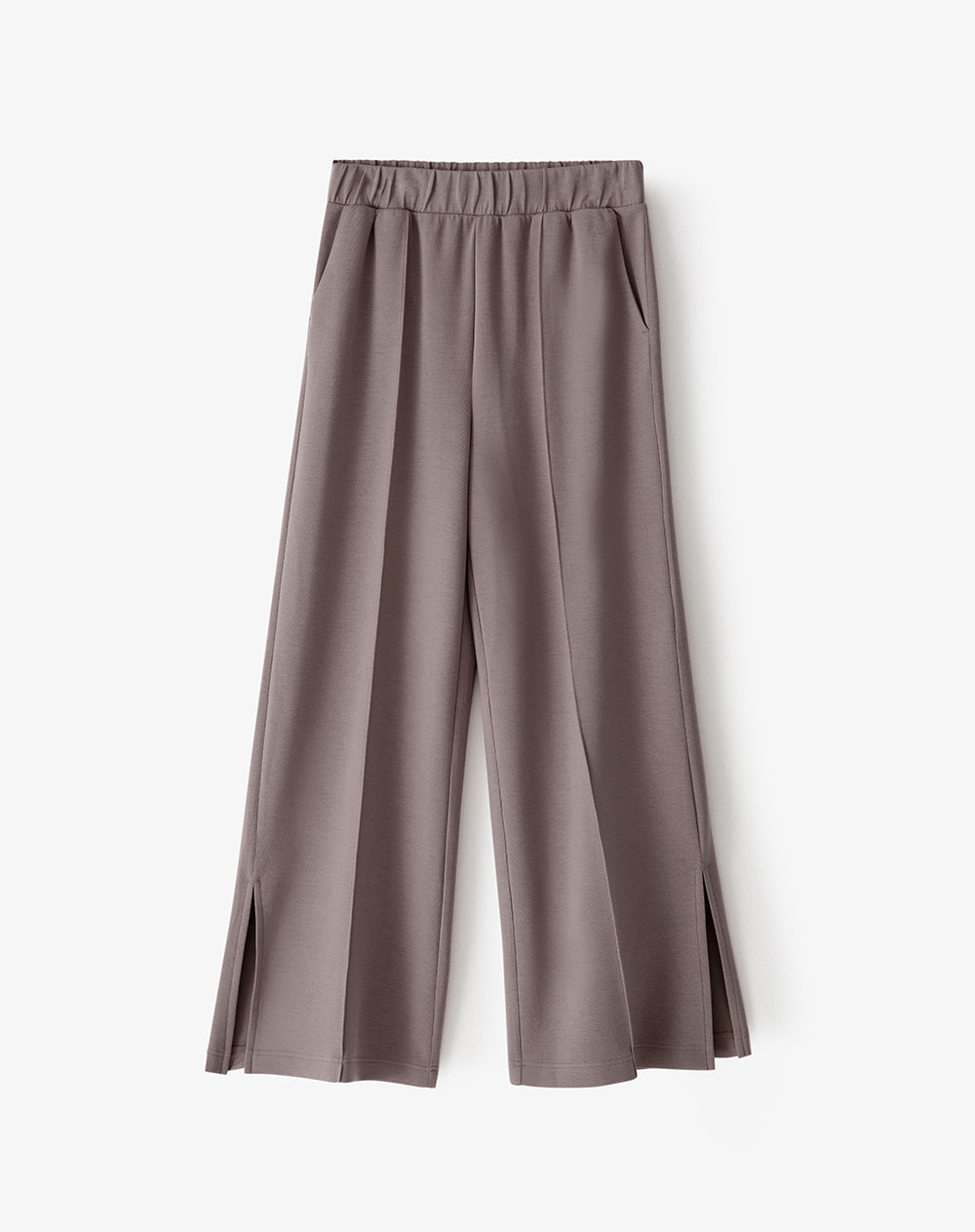 Pantalón tiro alto café mujer